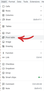 create a pivot table